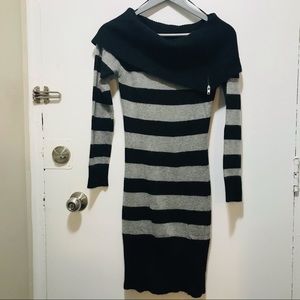 Le chateau grey and black striped angora rabbit blend sweater casual dre…